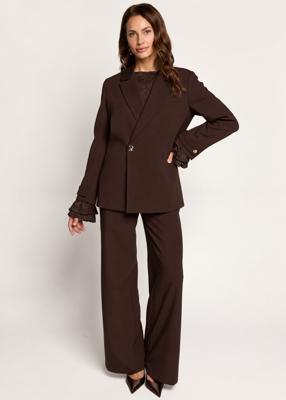 Freebird Lidia Wijde Blazer Dark Chocolate