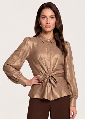 Freebird Telia Glimmende Blouse Glitter Caramel