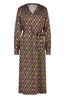 Studio Anneloes Noah graphic satin dress 09079 camel/lime