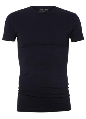 Slater T-shirt R-neck 2-pack stretch | Zwart