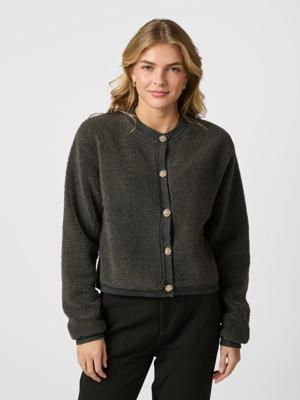 Neo Noir Limo Fluffy Knit Cardigan | Dark Sand
