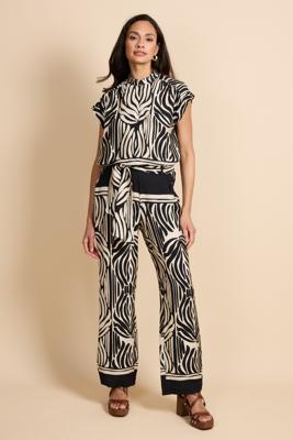 G-maxx Broek Ilsebel 26ZZG20 Zwart -Off-white