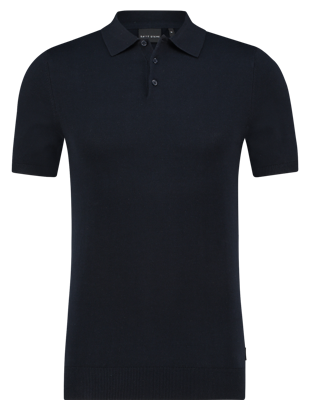 Saint Steve, Polo korte mouw gebreid, donkerblauw