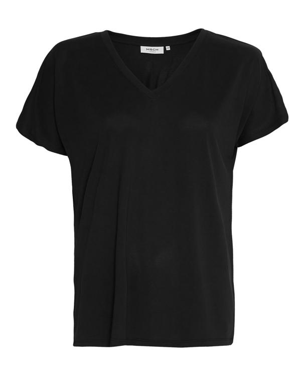 MSCH Copenhagen Mschfenya Modal V Neck Tee Tops & T-shirts Dames - Shirt - Zwart - Maat M/L