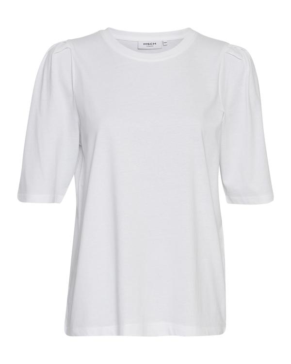 MSCH Copenhagen Mschbettia Organic Puff Tee Tops & T-shirts Dames - Shirt - Ecru - Maat S/M