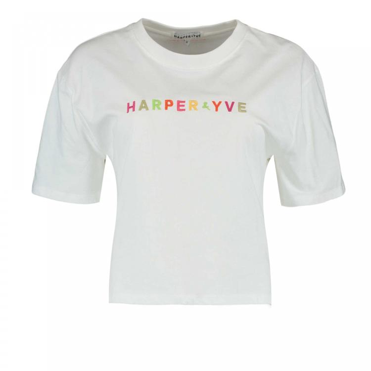 Harper & Yve T-shirt Harper Ss Ss24d301 Cream White Dames Maat - XS