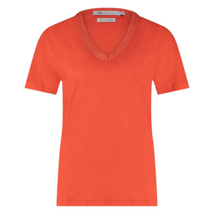 NUKUS Secc Top Vneck Tops & T-shirts Dames - Shirt - Roze - Maat M