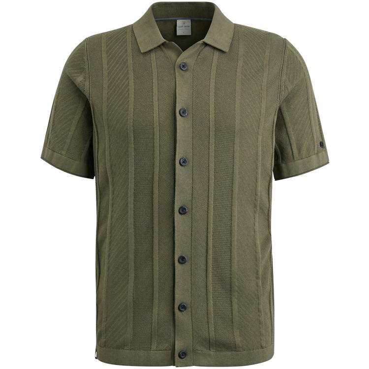 Korte Mouw Katoen Modal Shirt Cast Iron , Green , Heren