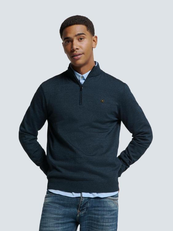 No Excess Mannen Timeless Basics Half-Zip Sweater Donkerblauw L