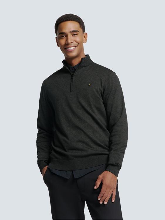 No Excess Mannen Timeless Basics Half-Zip Sweater Donker Grijs M