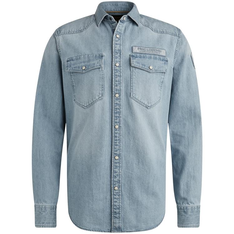 Pme Legend Long Sleeve Shirt Bleach Indigo Denim