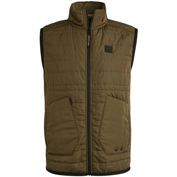 Bodywarmer van een materiaalmix