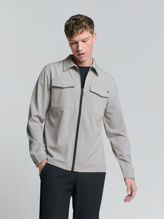 No Excess Mannen Stretch Overshirt Met Ritssluiting Grijs XL