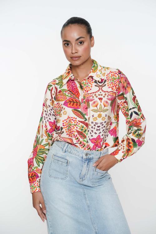 Geisha - Groen Blouse bloemen zomers Groen L