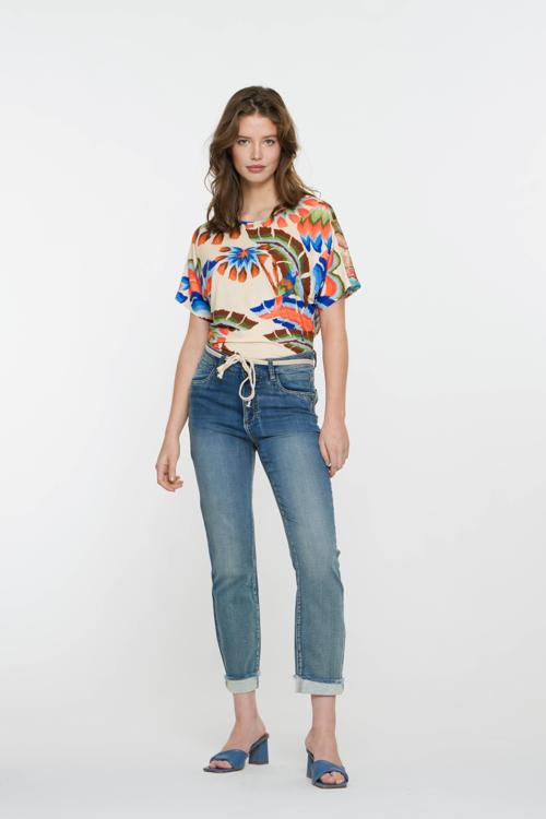 Geisha - Blauw Jeans met omslag Blauw XL