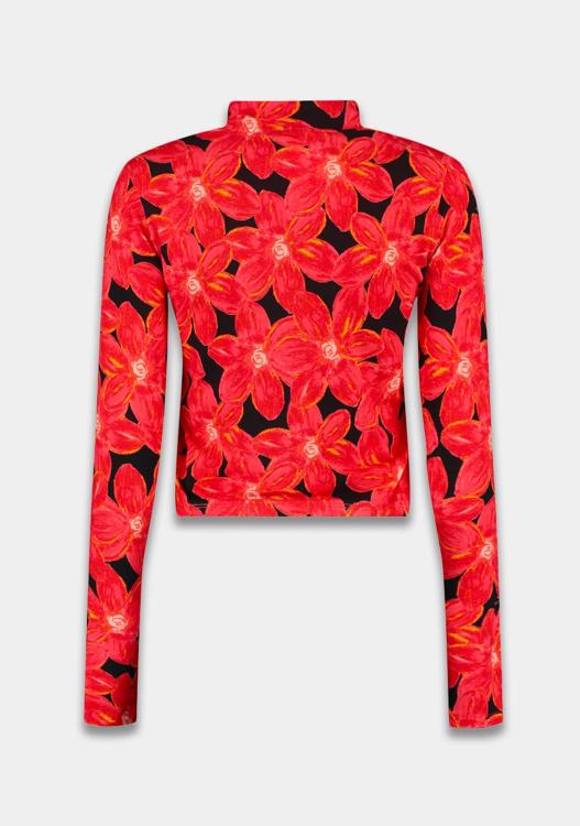 Harper & Yve T-shirt Jeff Ls Ss25t502 311 Spicy Red Flower Dames Maat - XS