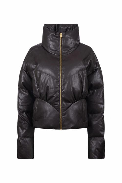 NUKUS Leatherlook Puffer Jack Zwart NKF13161
