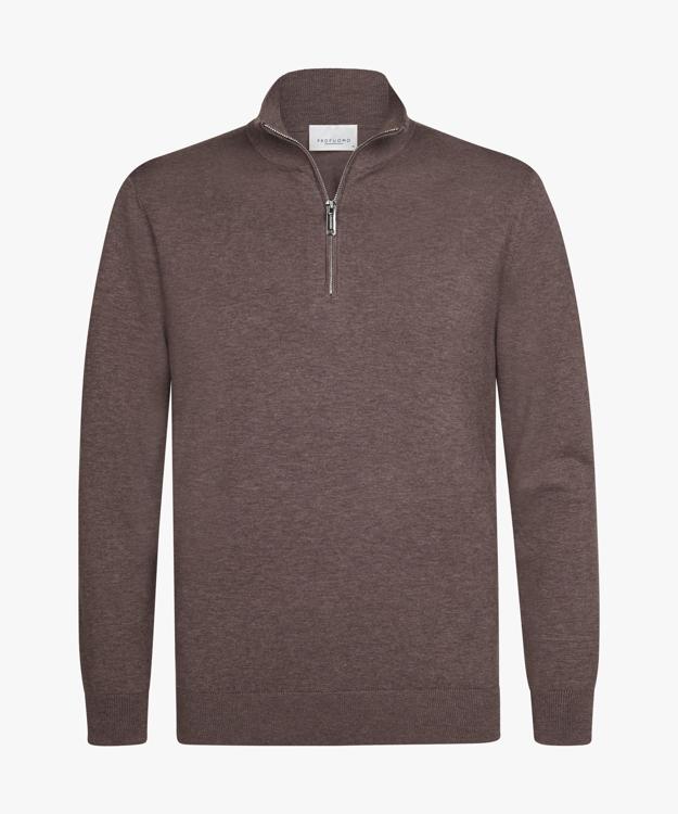 Profuomo Bruine Half-Zip Trui met Zijde PPXJ30002D