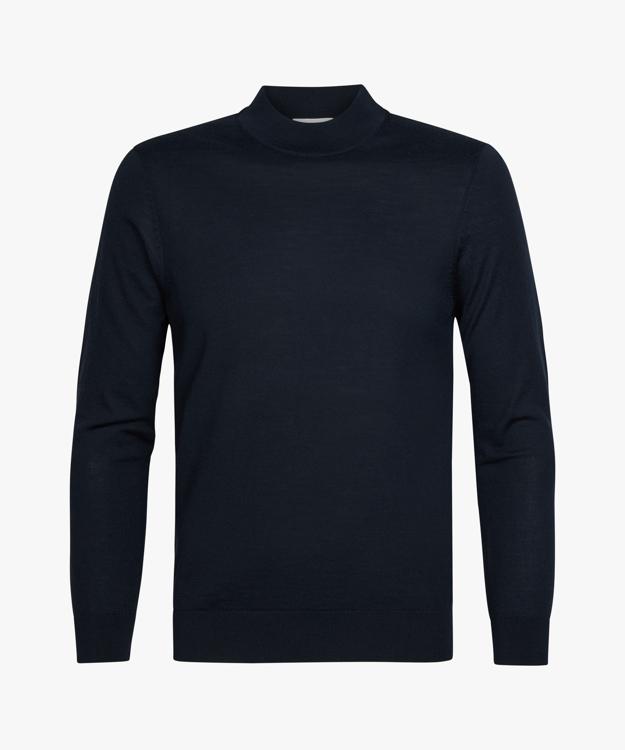 Profuomo Wollen Mock Neck Trui Donkerblauw PPXJ30028A