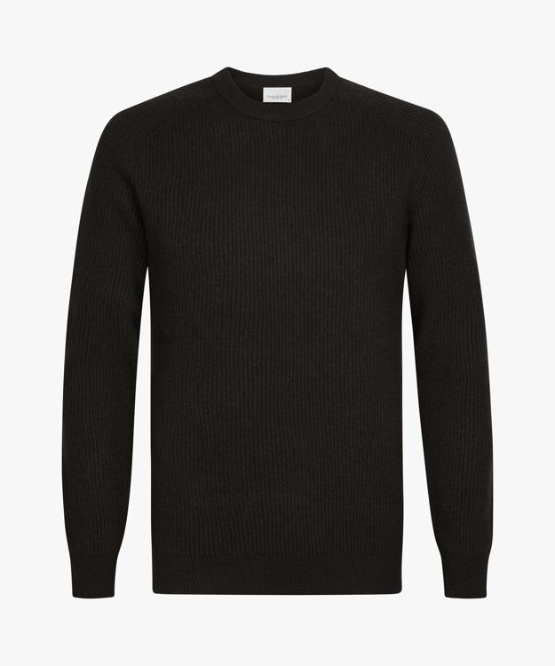 Profuomo Zwarte Wollen Ribgebreide Trui PPXJ30057D