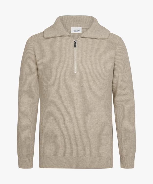 Profuomo Wollen Half-Zip Trui Beige Profuomo Trui PPXJ30058G
