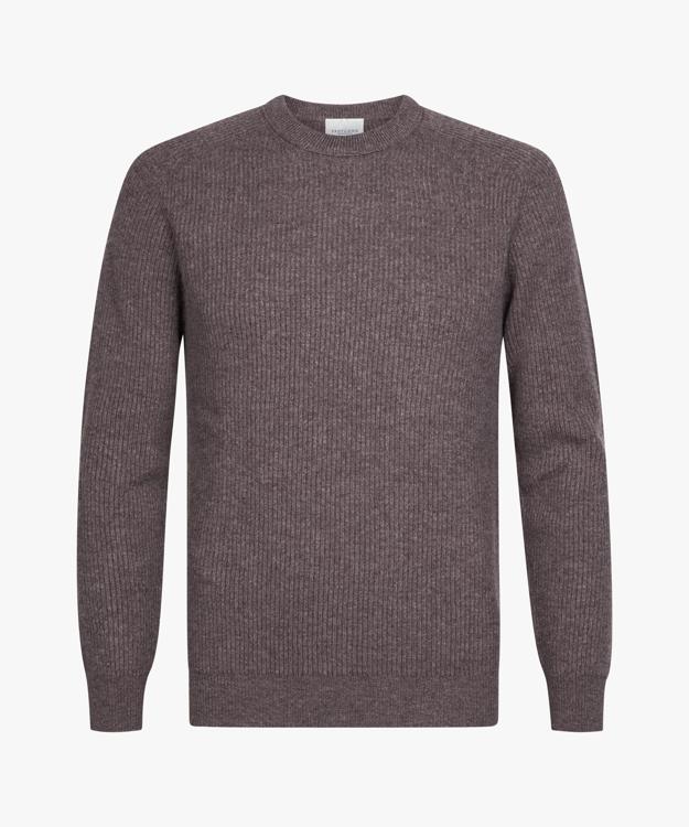 Profuomo Wollen Trui Ribgebreid Bruin PPXJ30057F