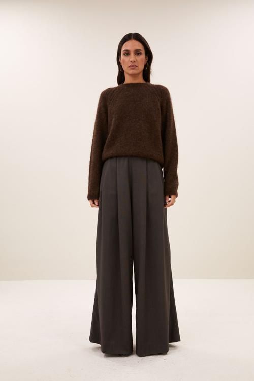By-Bar Sef Wide Leg Pantalon Antraciet By-Bar Broek 26418034