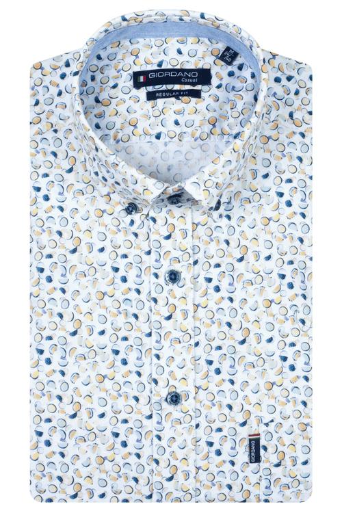 Giordano Polo Wit Stretch Geprint 616030