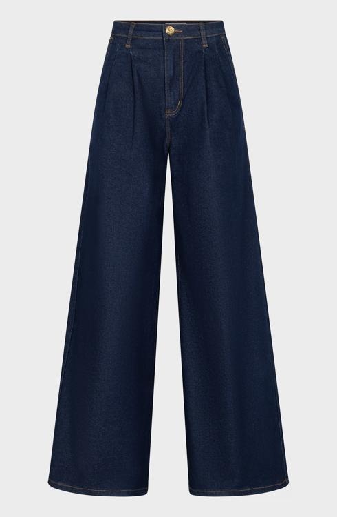 AMAYA Amsterdam Donkerblauwe Katoenen Wide Leg Broek 264-35