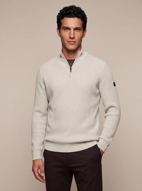 Cavallaro Napoli Arezzo Half-Zip Trui Beige 118265016