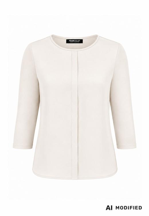 Frank Walder Off-white Jersey Blouse met 3/4-mouwen NOS-726422000
