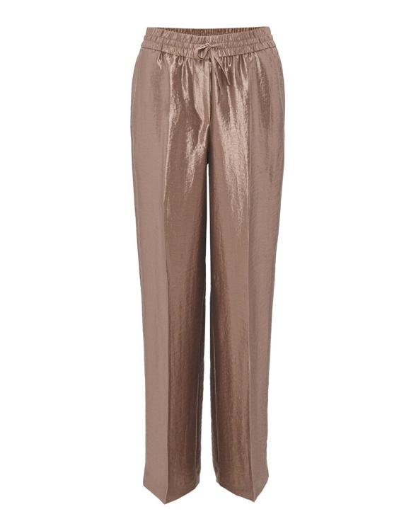 Opus - Beige Glanzende wide leg pantalon Beige 42 - Maat 42